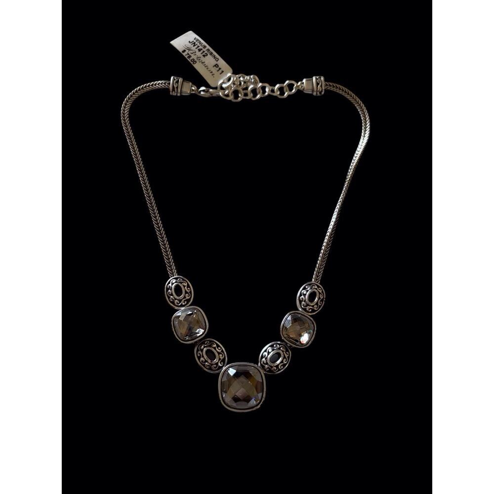 Brighton Venus Rising Set Bracelet Bangle Necklace Gray Quartz Silver Plate NWT - Picture 11 of 11